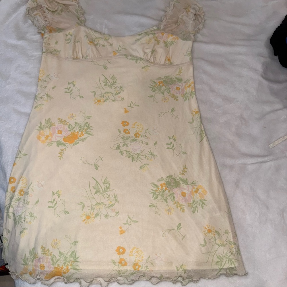 Abound Cream Floral Slip Dress with Yellow and Green Accents